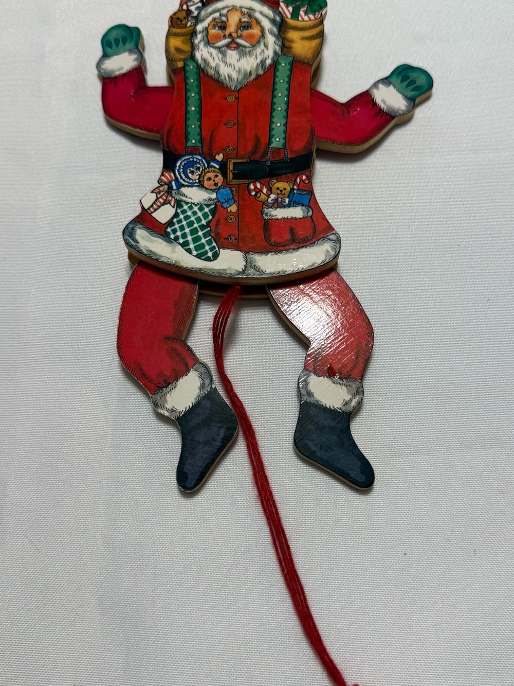 Vintage Dancing Santa Claus Pull String Hanging Ornament